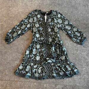 Vineyard Vines Women's Black and Blue Floral Dress